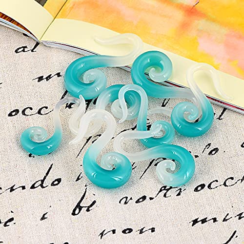 Stuppendux Seahorse Shape Ear Glass Spiral Tapers Plugs Tunnels Expander Hanger Gauges Earrings Stretching Body Piercings Jewelry Gauges 8g 3MM