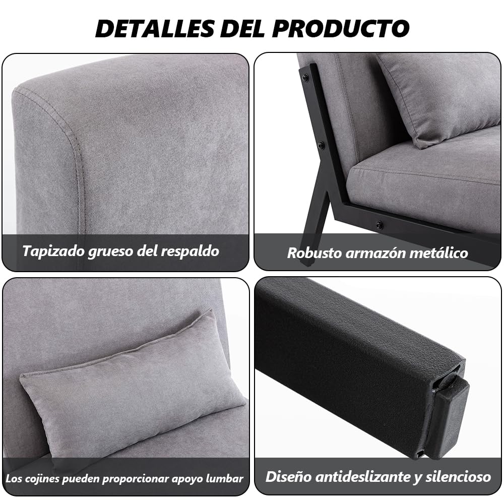 Mingone Sessel Lounge Modern Einzelsessel mit Rückenlehne Loungesessel Design Cocktailsessel Relax Sessel mit Kissen Bequemer Polstersessel für Wohnzimmer Schlafzimmer Balkon (1, Grau)