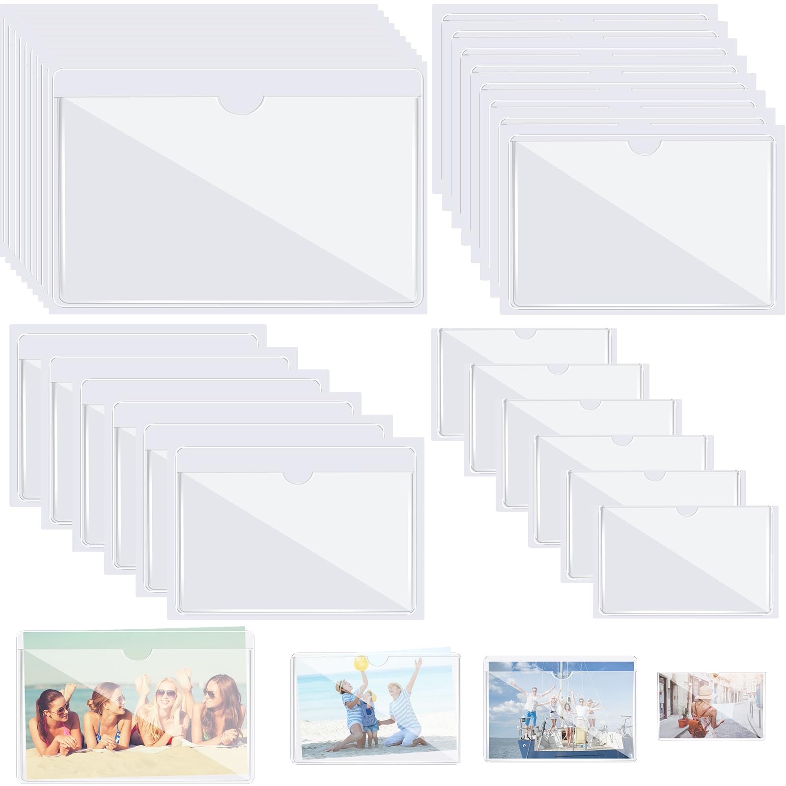 Chinco 30 Pack Self Adhesive Index Card Pockets Top Open, Mixed Sizes