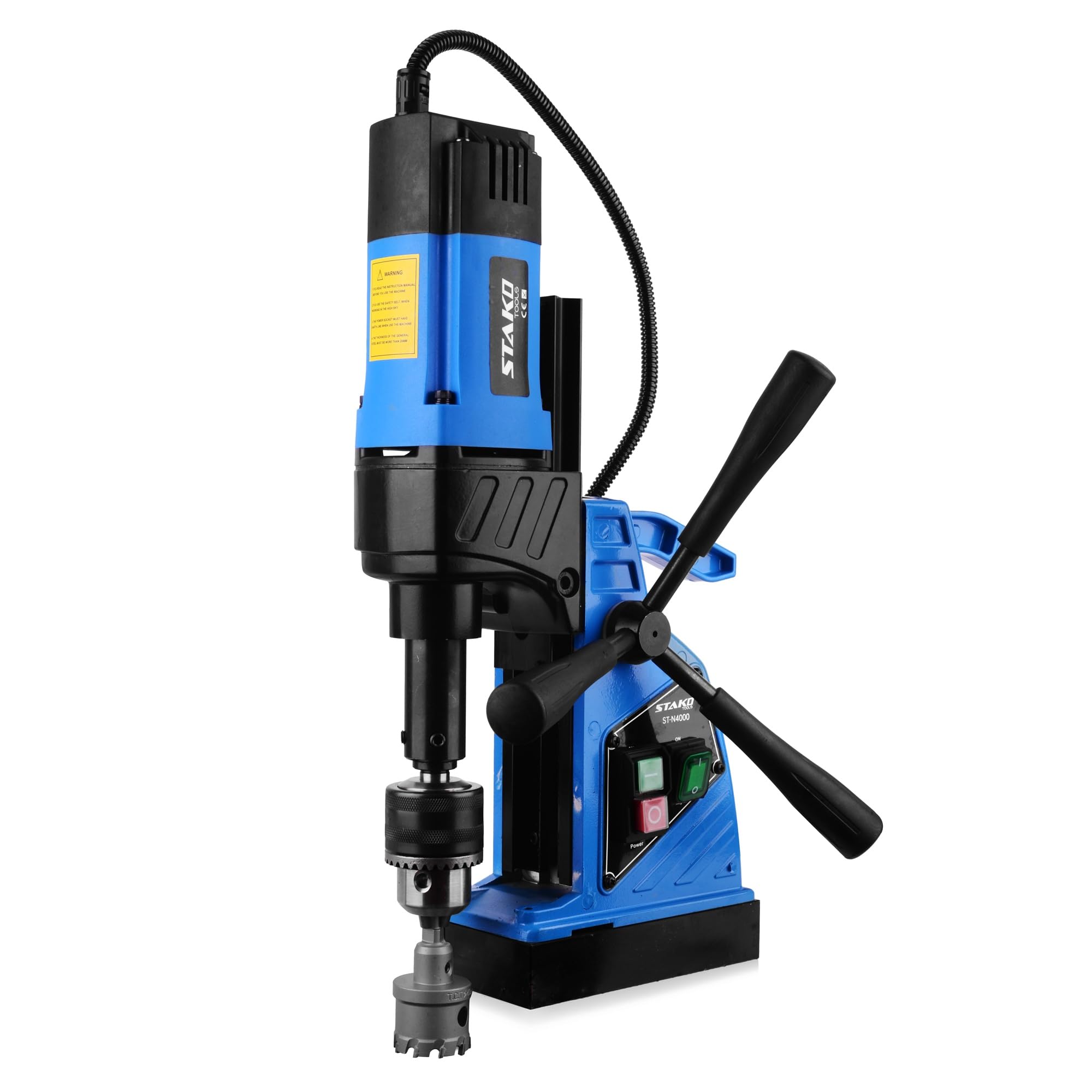 STAKO ST-N4000 Max Ø 40 mm Trapano magnetico 1480 W con valigetta – Magnetkraft 15500N – Carotatrice portatile per lavorazione dei metalli con Weldon 19 mm e Mandrino B16 3-16 mm – Leight 10 kg