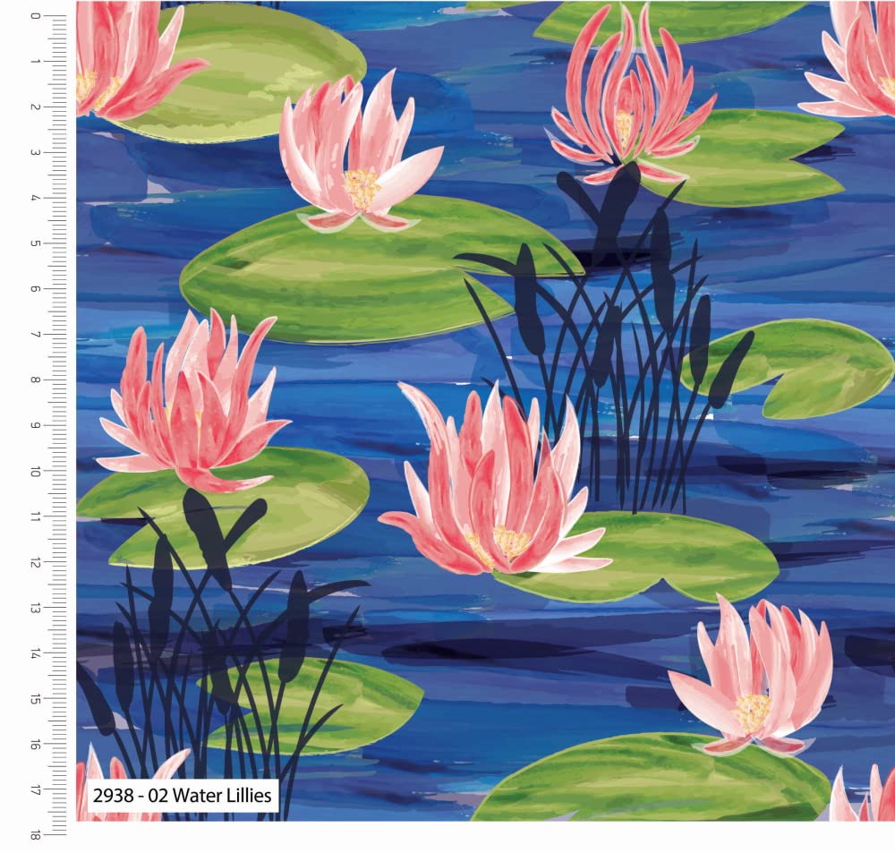 Nautical Fabric – 100% Cotton Printed Material, 44” Wide – Maritime Themed Fabric by The Metre – Ideal for Crafts, Quilting, Dressmaking (Lily Pond, Half Metre)