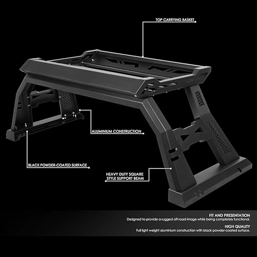 Miniatura 2 de DNA MOTORING TCRB-006 Barra enrollable para caja de camión resistente con caja de carga de almacenamiento compatible con Tacoma 05-20