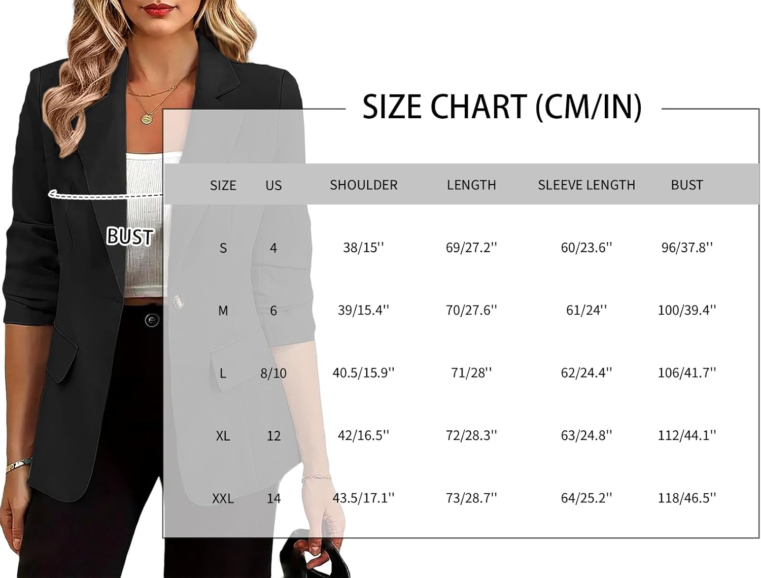 Mina Self 2026 Spring Women's Casual Blazer Jacket - Slim Full-Lined Long Sleeve Lightweight Casual Fashion Work Pocket - Image 6