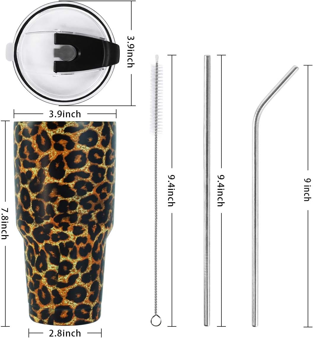 SYACOT 30oz Tumbler Double Wall Stainless Steel Vacuum Insulated Travel Mug with Splash-Proof Lid Metal Straw and Brush image 2