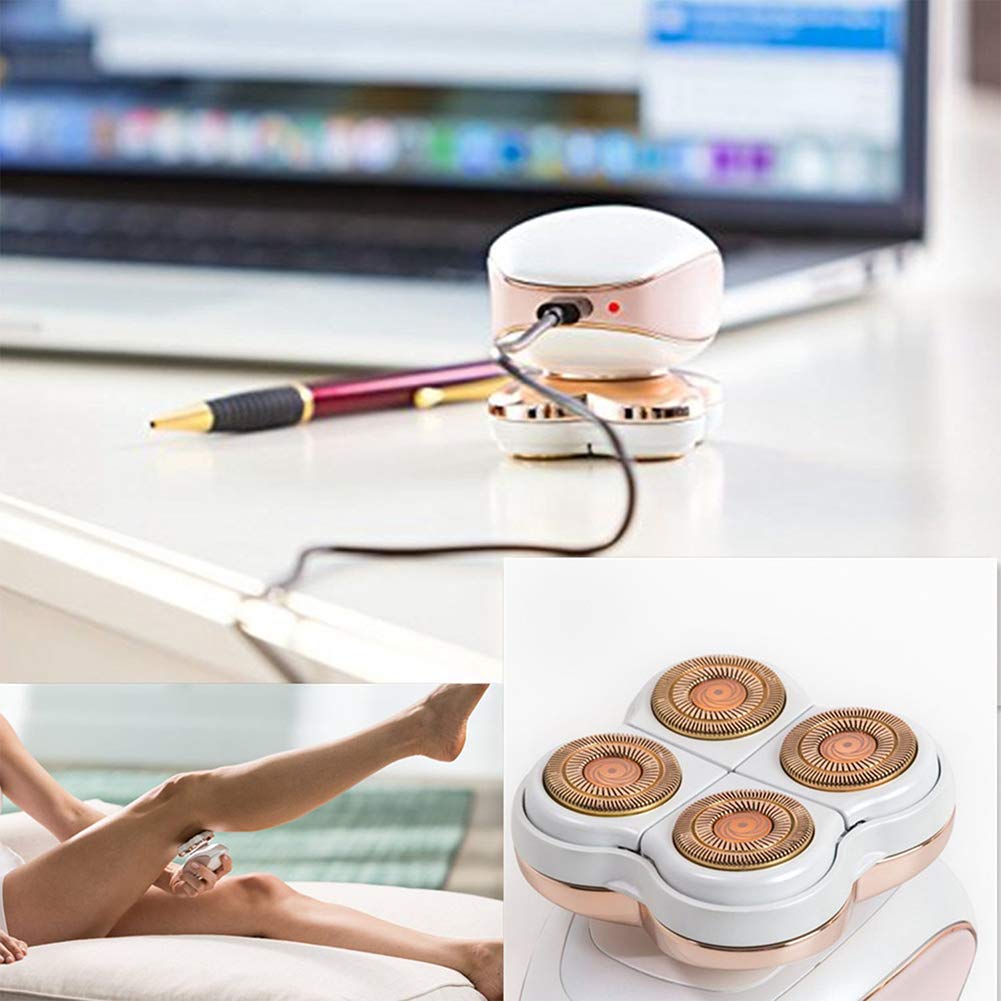 Epilatore wireless USB, bikini facciale a gamba depilata profonda, epilatore elettrico a quattro teste rosa per donna