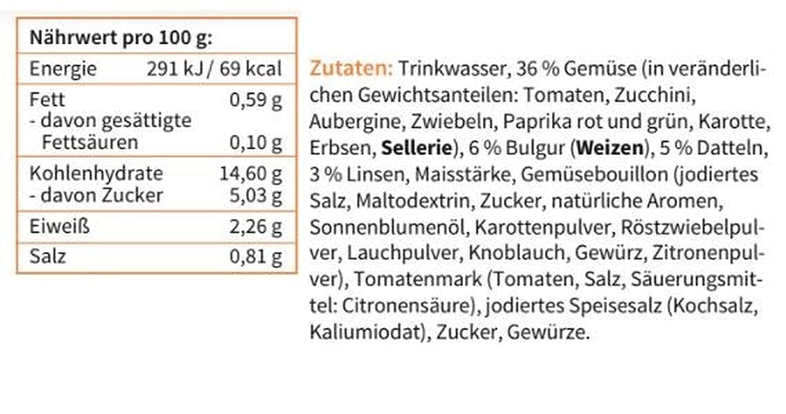 ration1 Orientalisch gewürzter Bulgur mit Gemüse & Datteln 4x400g