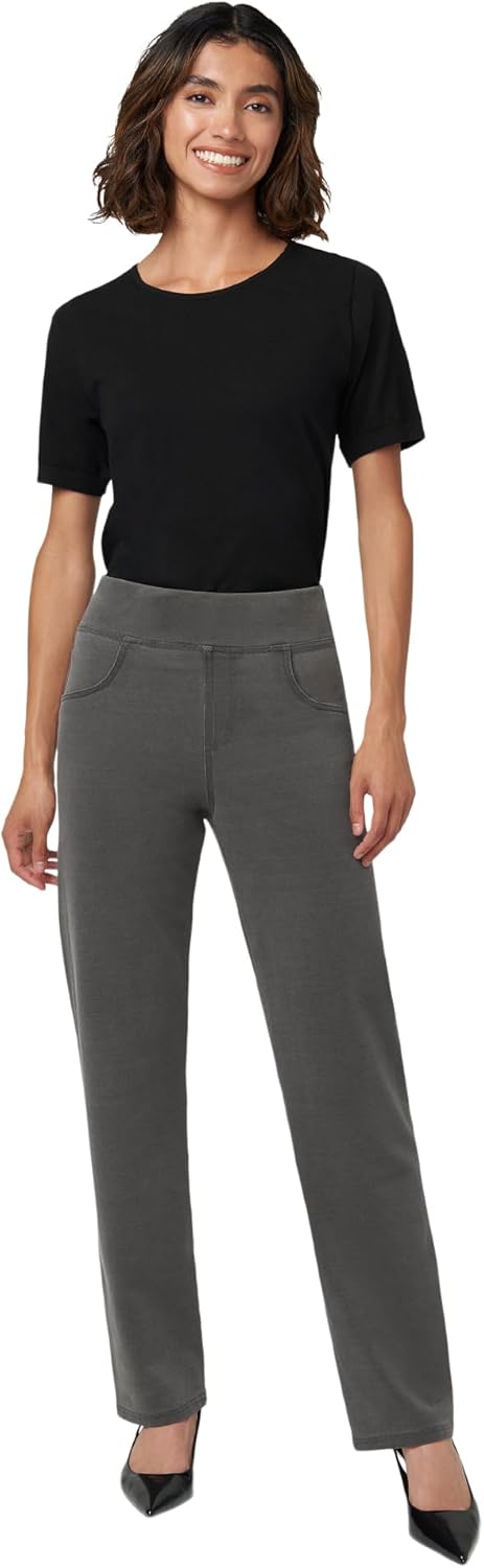 HUE Women's Super Soft Stretch High Rise Straight Leg Denim Leggings - Image 6