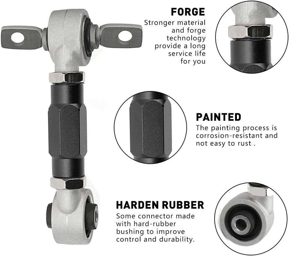 BARTOO Rear Camber Arms Kit Aluminum Dog Bone Adjustable Control Arm For Honda Civic EK EG CRX 1988-2000（Black）