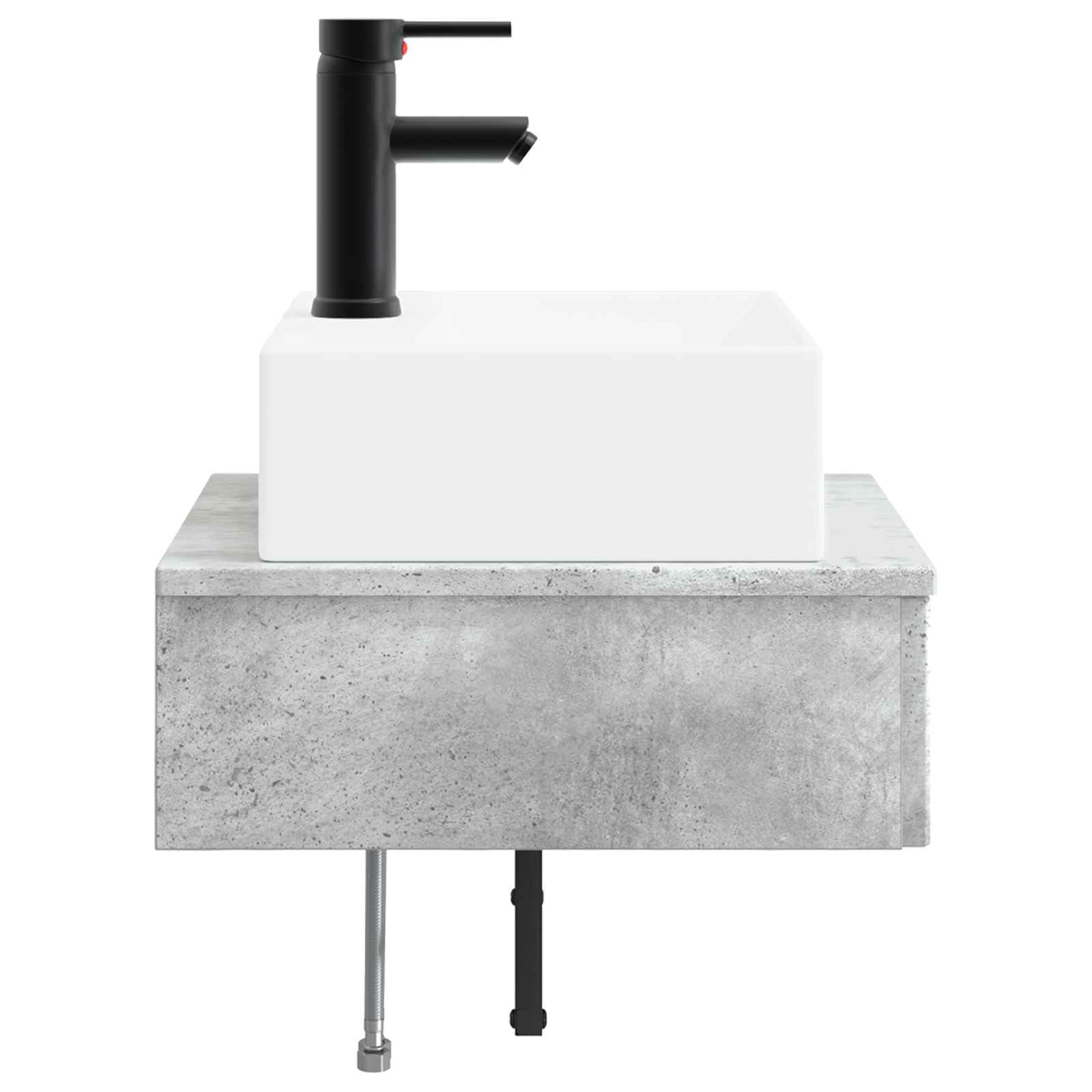 Lavabo mural gris béton 40 x 41 x 39 cm