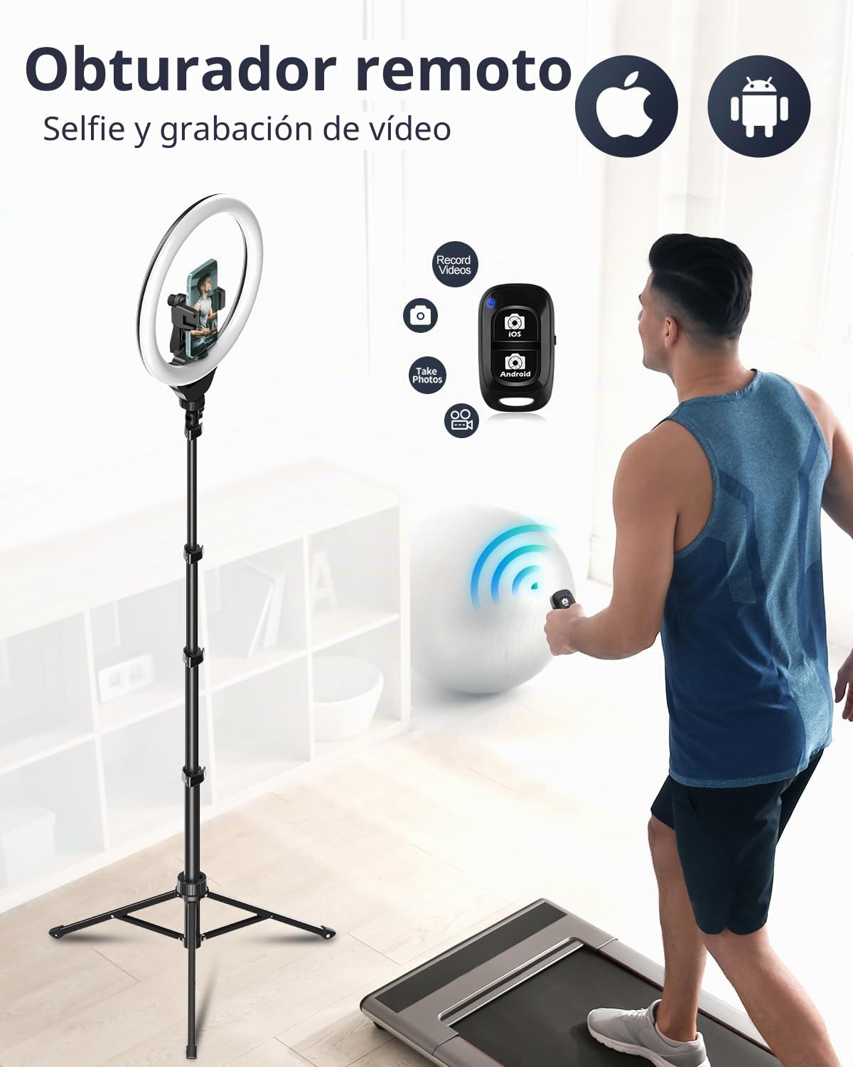 UBeesize Anillo de Luz de 12" con Trípode de 170cm, Aro de Luz para Grabar Vídeo y Retransmitir en Vivo en Youtube, Instagram o TikTok, Aro de Luz con Trípode Compatible con Teléfonos y Cámaras