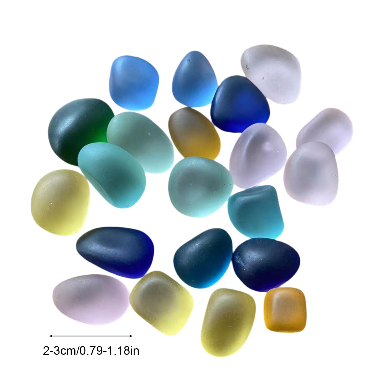 Polierte Glassteine, 500 g, abgerundete Meeresglaskiesel, 2-3 cm, unregelmäßige Mischfarben, Aquarienkiesel für Fischlandschaftsbau