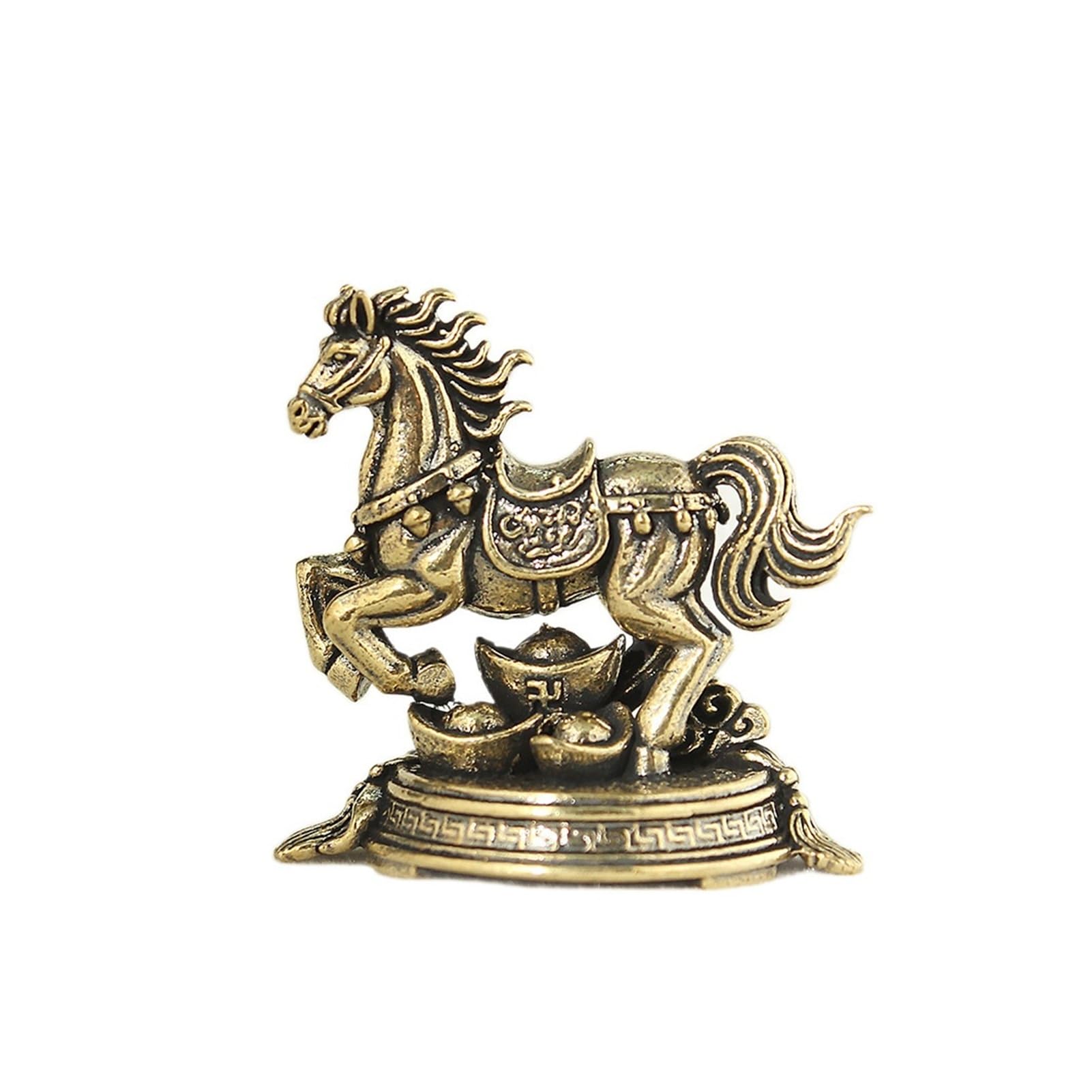 Huolimxun New Year Of The Horse Brass Fortune Carriage Success Zodiac Horse Ornament Home Office Desktop Copper Horse Craft