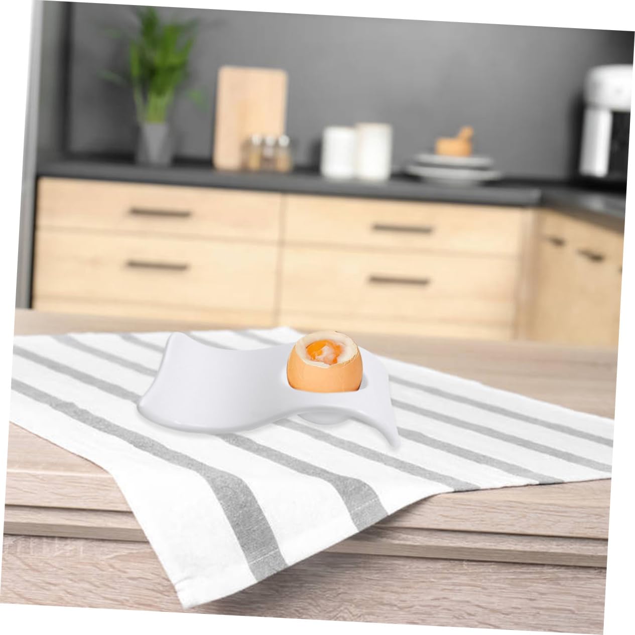 OUNONA 6 Pcs Lightweight Ceramic Egg Holders for Dinning Table Practical Egg Cups with Modern Design and Appetizers Easy to Clean White