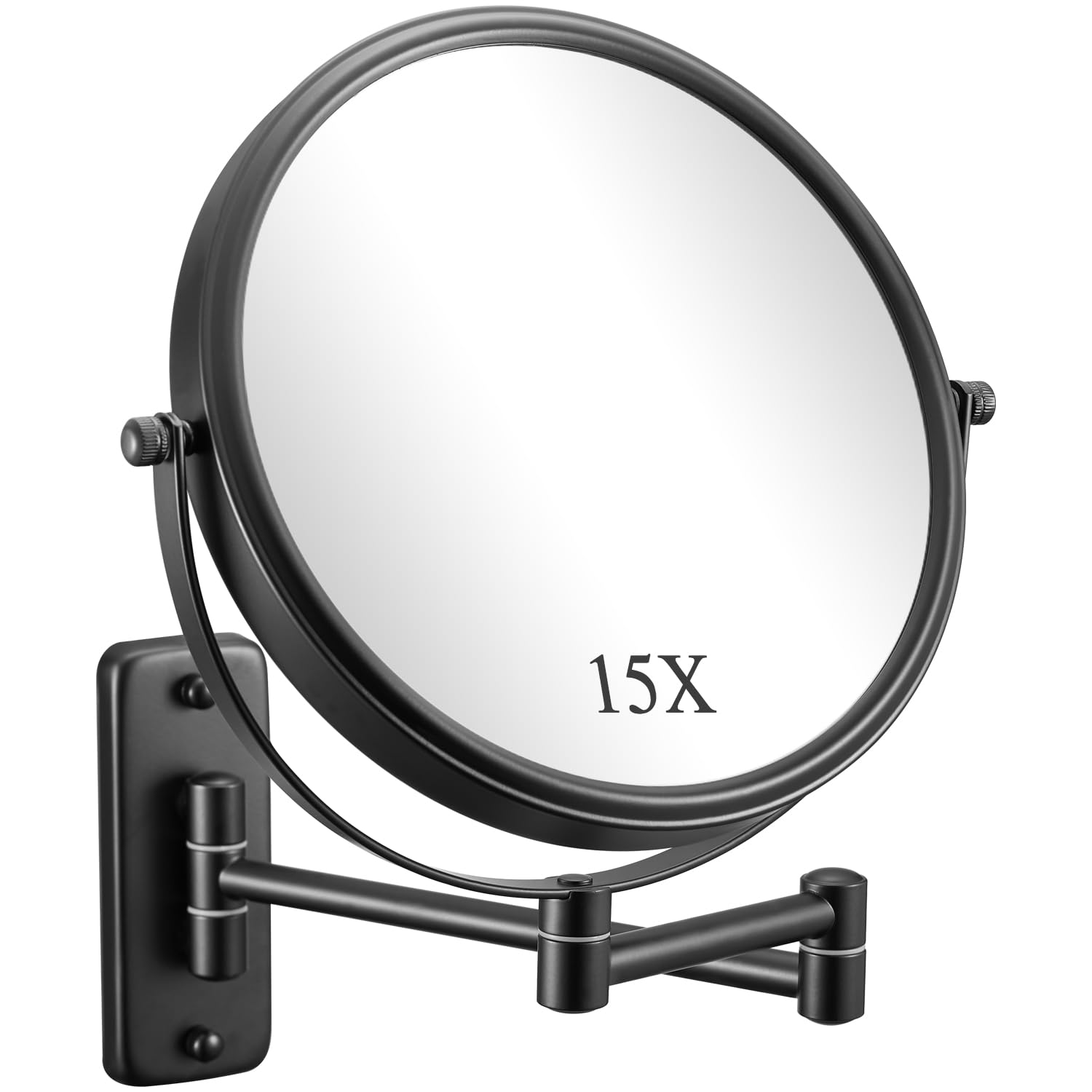 DECLUTTR 1X 15X Wall Mounted Makeup Mirror 8 Double Sided Vanity Magnifying Mirror 360 Swivel Extendable Bathroom Make