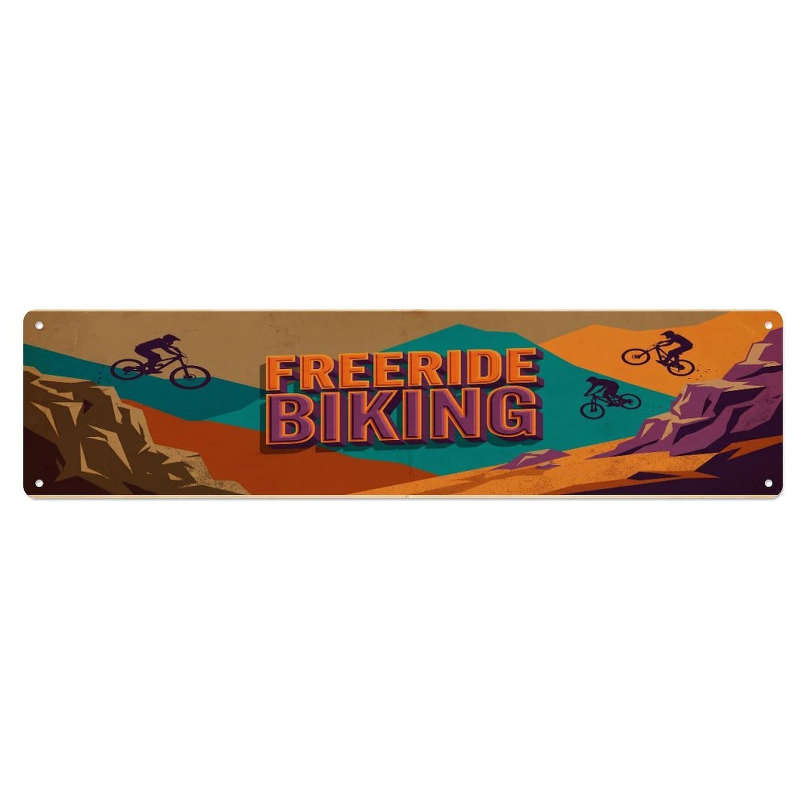 Cmhok Vintage Style Vintage Freeride Mountain Biking Outdoor Activity Sports Metal Tin Sign Wall Decor For Cafe, Club, Garden Metal Poster 4X16inch