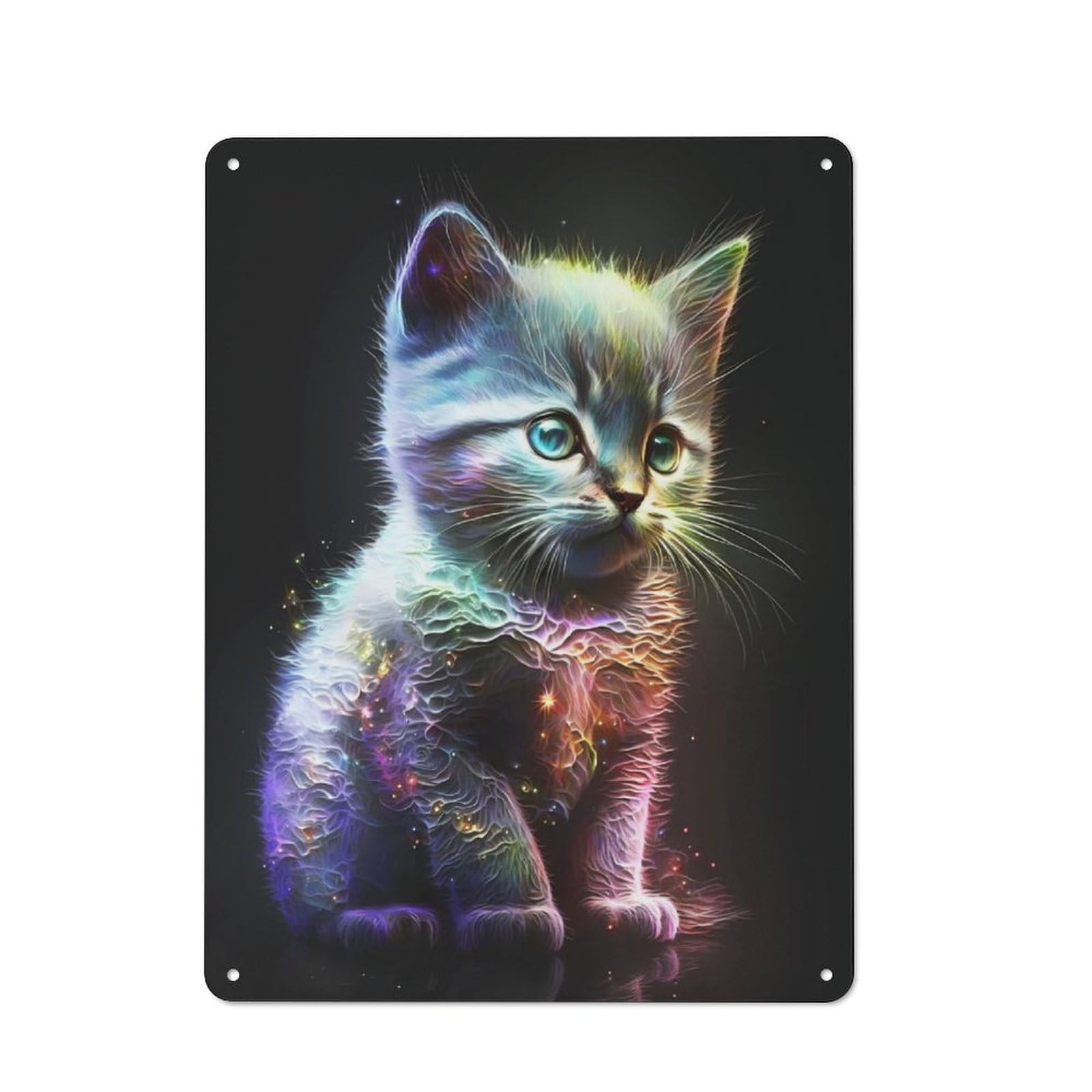 Junmoney Cute Stars Kitten Rustic Tin Sign 40X30cm Featuring For Garage Or Workshop, For Updating Garage And Workshop After Moving