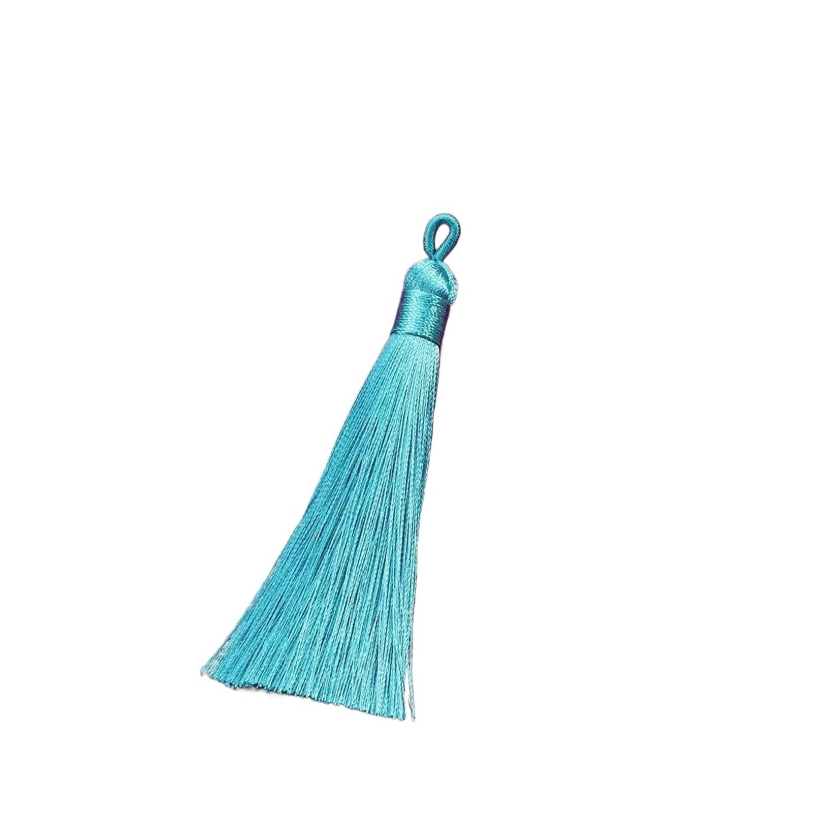 Mini Tassels for Crafts 50PCS 9cm Polyester Silk Tassel Vertical Decoration Home Sewing Curtain Accessories(Blue)
