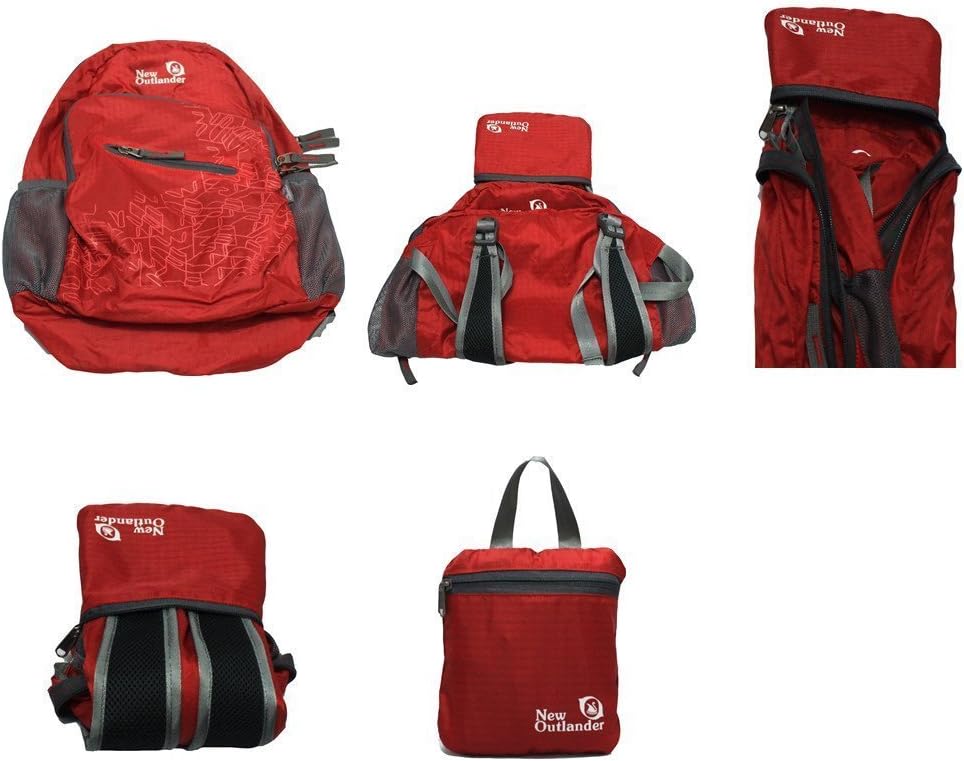 Outlander Packable Handy Lightweight Travel Hiking Backpack Daypack-Red-L