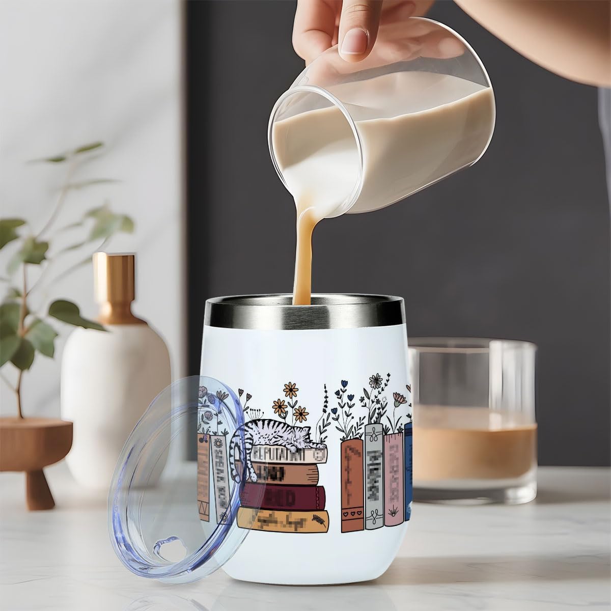 Inspired Tumbler Book Decor Book Lovers Gifts Bookish Coffee Mug Music Lover Gift for Women Grandma Appreciation Birthday Christmas 12 Oz Wine Tumbler Stainless Steel Coffee Thermos with Lid - Image 6