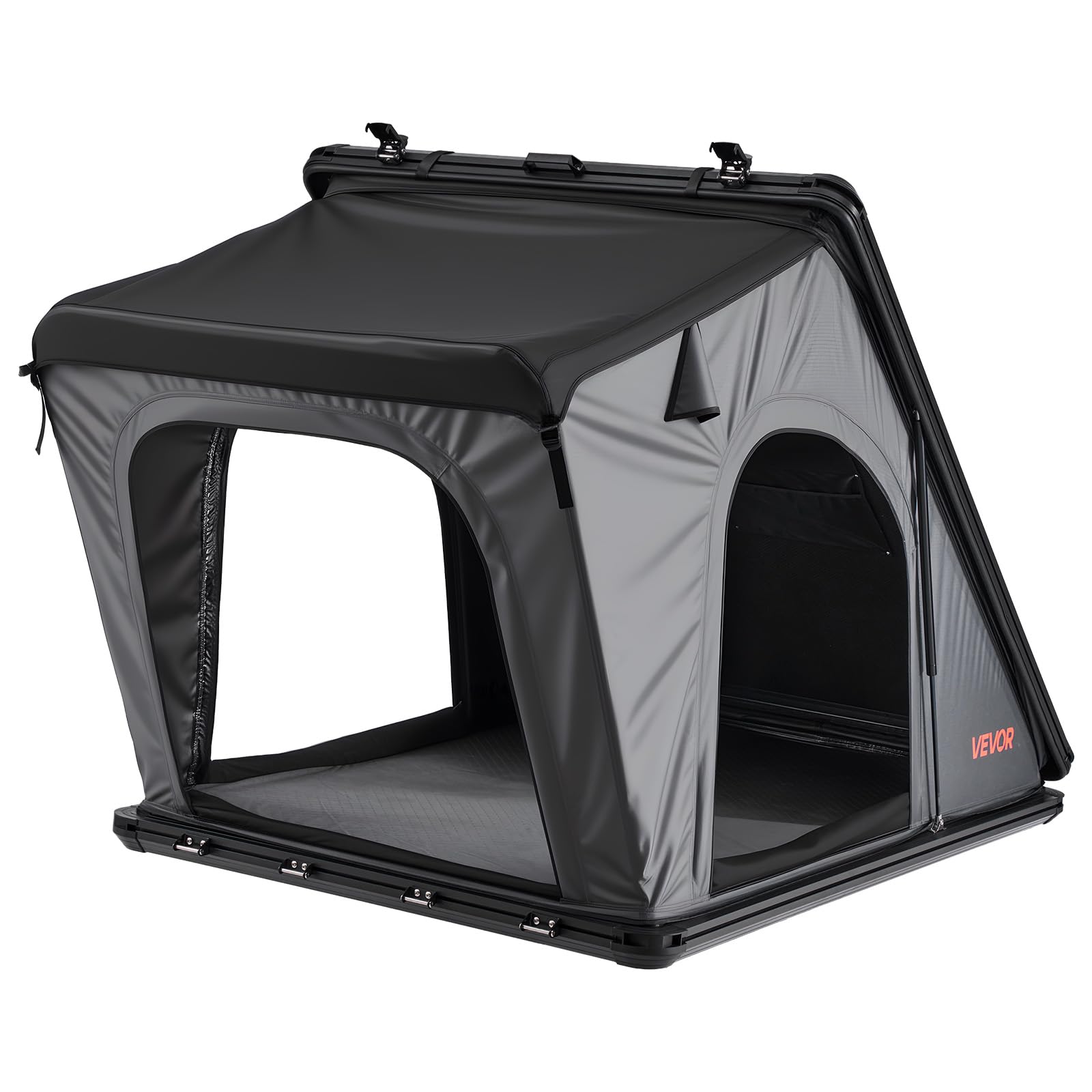 VEVOR Tente de Toit pour Voiture, Tente de Toit à Coque Rigide pour 2-3 Personnes, pour Camping Caravane, en Aluminium, avec Éclairage LED Tricolore, Matelas Épais et Fenêtre, Étanche et Coupe-Vent
