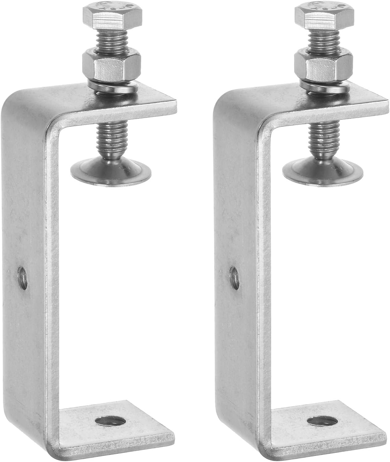 HARFINGTON 2Pcs Stainless Steel C Clamps 100mm Wide Jaw Opening Small Metal U Clamp for Woodworking Welding Building Household Mounting