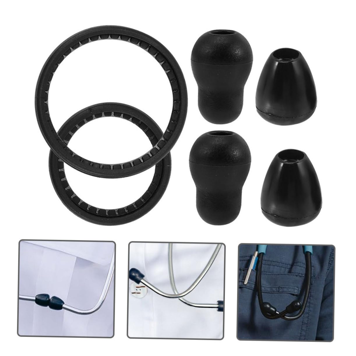 ULTECHNOVO 10 Juegos Accesorios para estetoscopios para los auricular enchufe de oído oidos earbuds reemplazo cubierta de campana Educación física Black