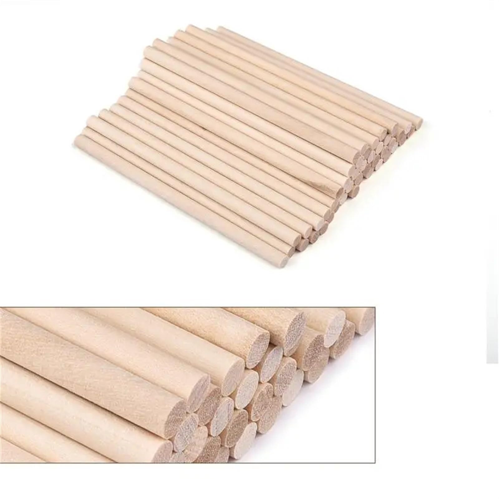 Weitingkkk One Color Wooden Sticks For Crafts, Wooden Dowels Craft Sticks 3Mm And 5Mm Dia 100-300Mm Length(5X100mm 50Pcs)