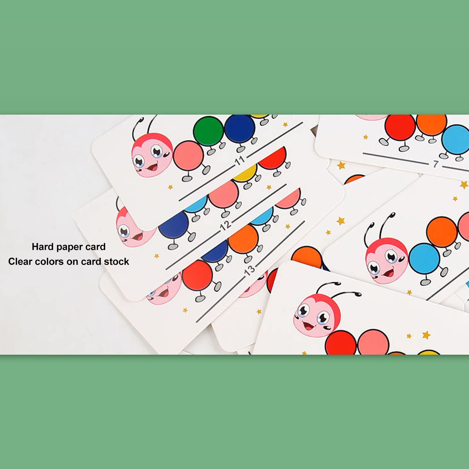 Jouet de Perles à Clip de Chenille en Bois, Exercice de Coordination œil-Main, tri des Couleurs avec Cartes de Pratique et boîte de Rangement pour Enfants