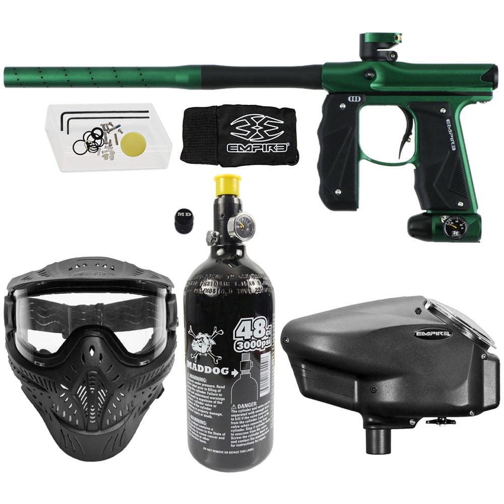 Maddog Empire Mini GS Electronic Full Auto Paintball Gun Marker w/ 48/3000 HPA Tank, HK Army HSTL Thermal Mask, & Empire Halo Too Electronic Loader Starter Package