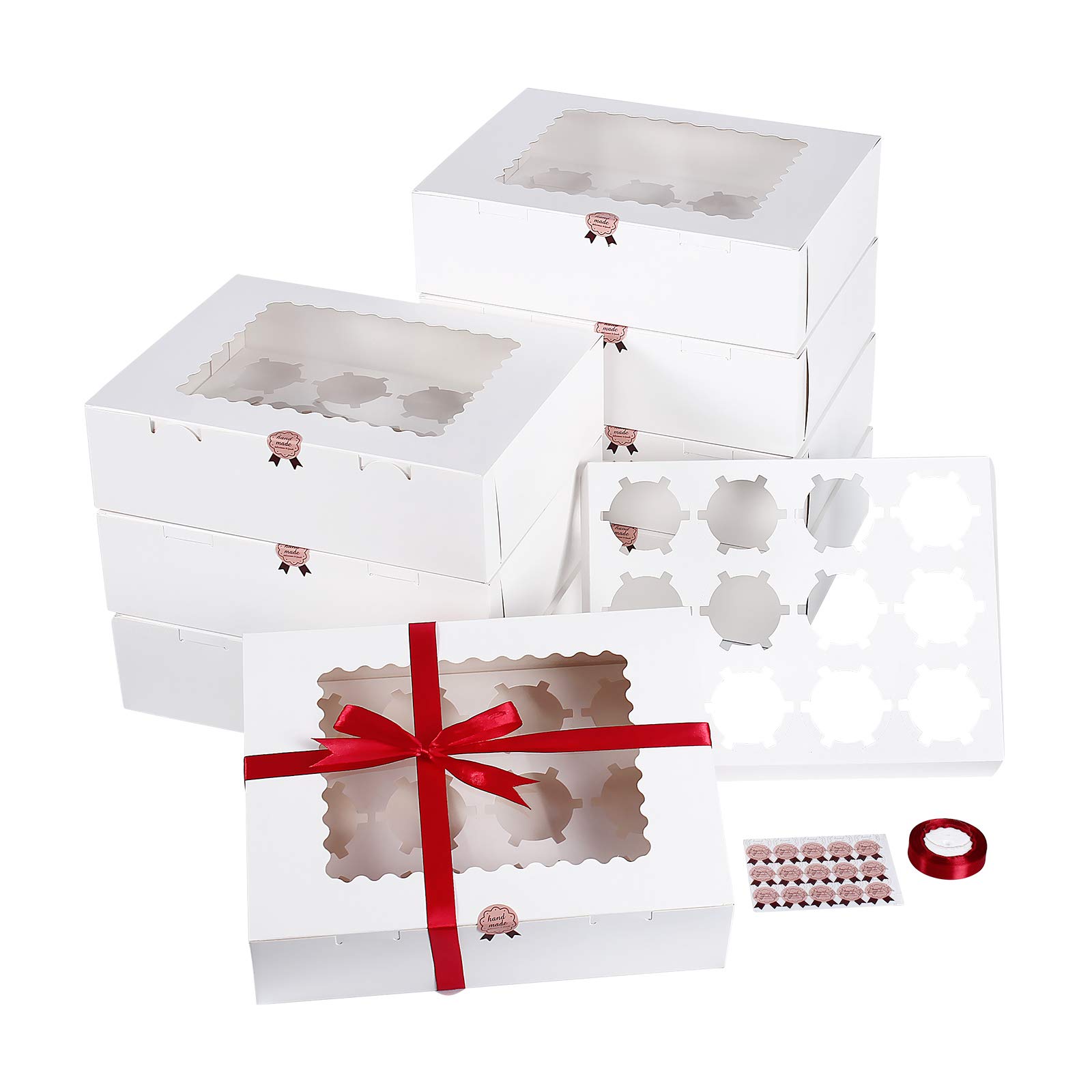 Buy Jespeker White Boxes Hold 12 Cupcakes Christmas Cake Boxes with