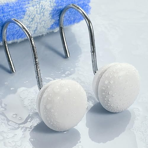 Vista 6 de Creative Scents White Shower Curtain Hooks - Set of 12 Shower Curtain Rings for Bathroom Shower Rod - Decorative Shower Hooks for Shower Curtain