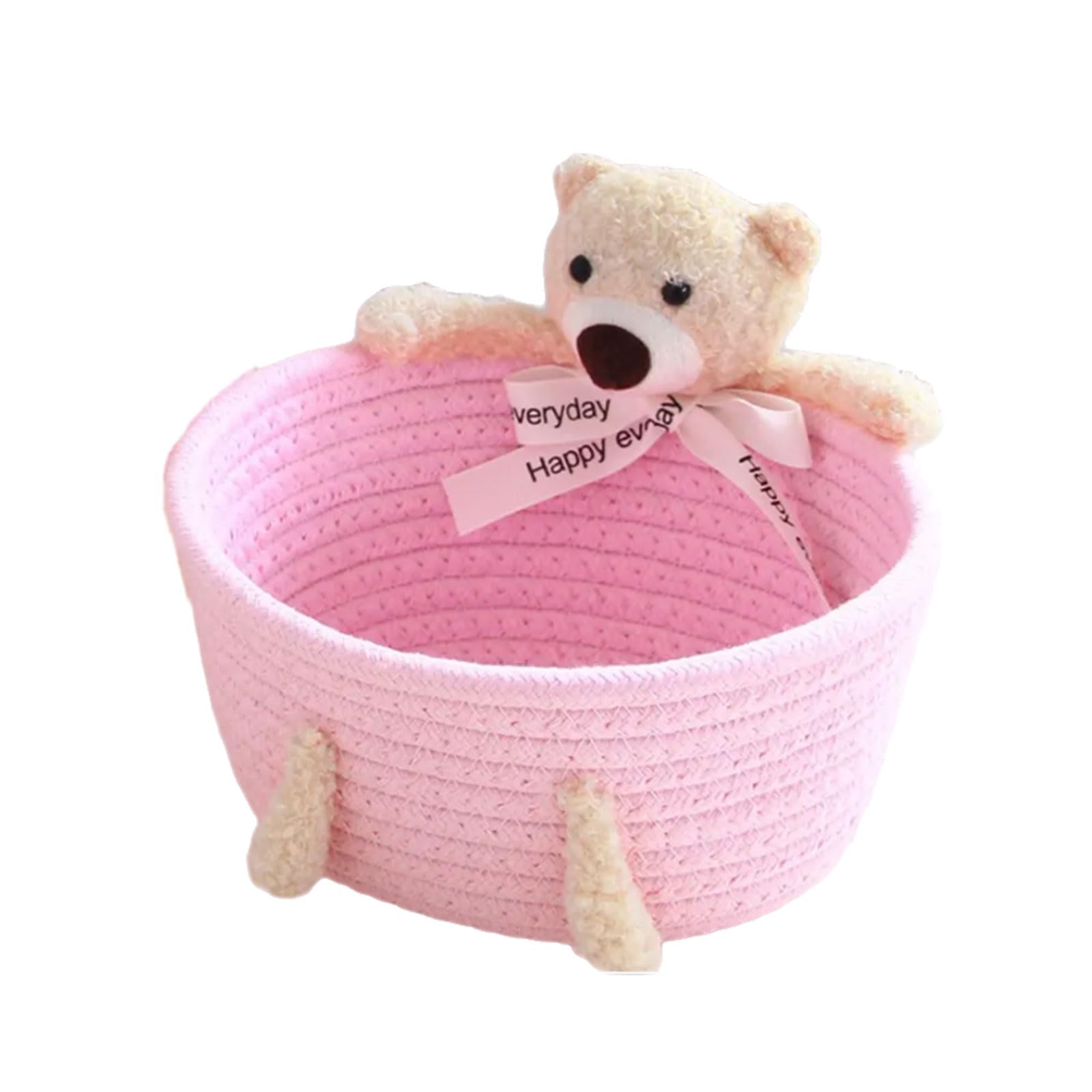 Elnwnnkc Effective Cotton Rope Storage Container Multipurpose Rabbits Handwoven Organizers for Bedroom or Living Room Essential Handwoven Storage Basket