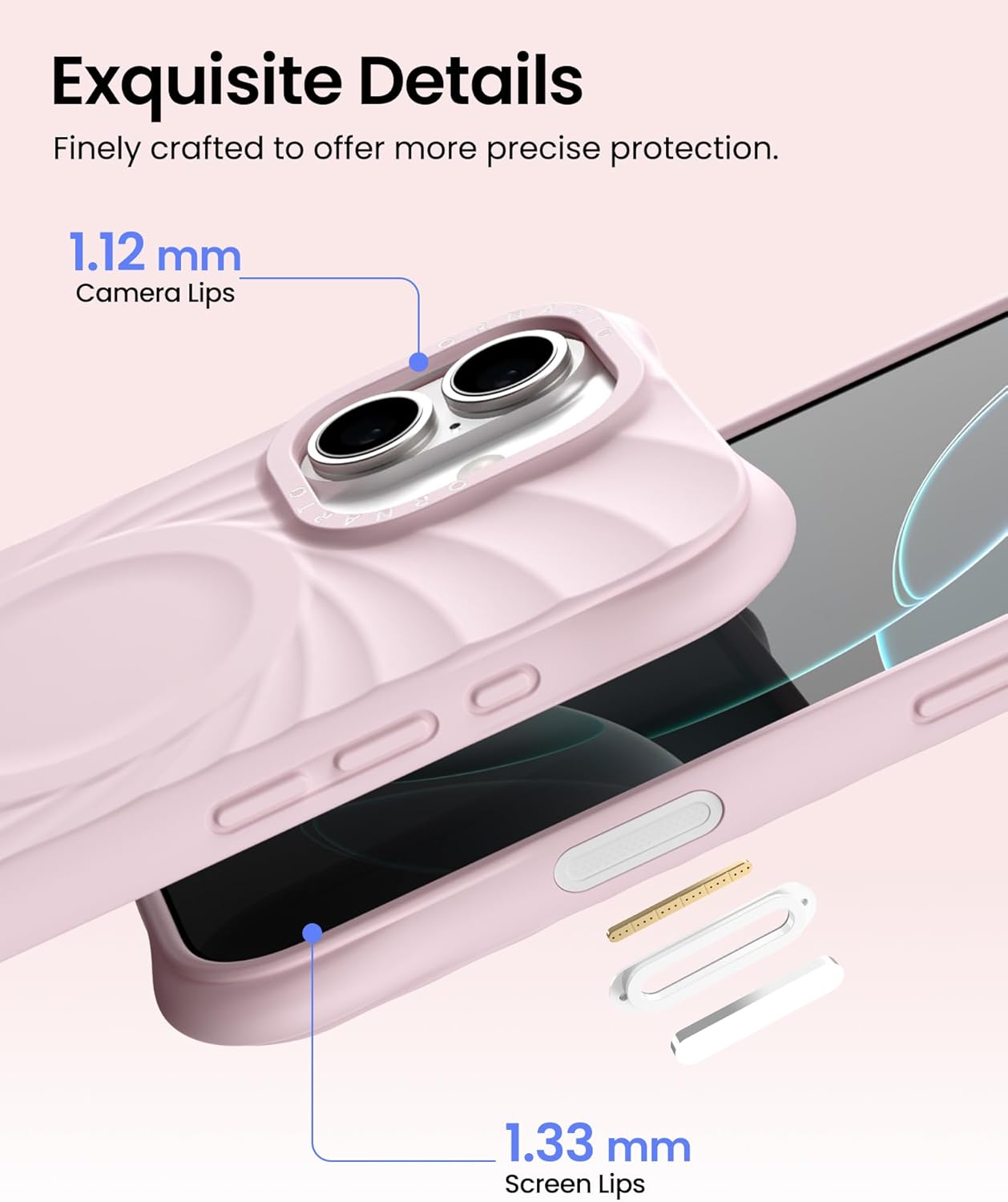 ORNARTO Vortuxe for iPhone 17 Case 6.3" | 2X MIL-STD Protection | Camera Control Button | Compatible with MagSafe | Sleek Aesthetic Liquid Silicone Phone Cover | Pink Quartz - Image 4