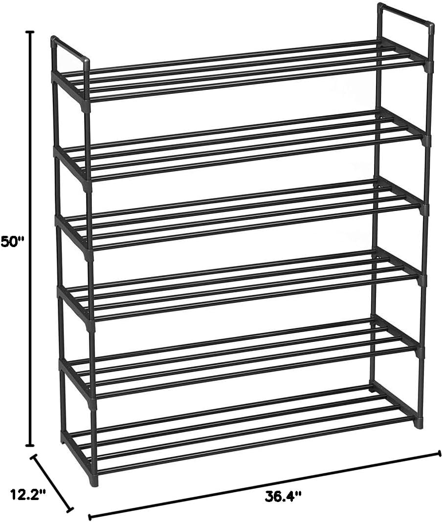6-Tier Metal Shoe Rack, Stackable Shoe Tower, Shoe Storage Organizer Metal Cabinet Durable Multifunctional Shelf for Living Room, Entryway