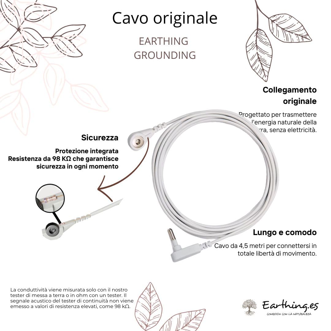 Tappetino Grounding Letto (Earthing Mat) – Antinfiammatorio & Sonno Profondo Naturale – Coprimaterasso PU Conduttivo per Messa a Terra – Kit Completo Cavo 4.5m
