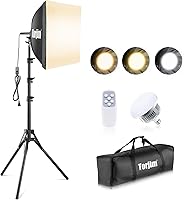 Torjim 16x16 Softbox Lighting Kit with 85W 3000-7500K Bulbs - Pro Studio Lights for Photography, Video, Streaming