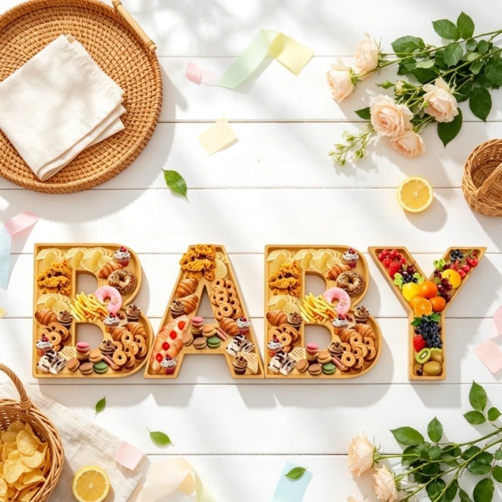 für Holz Servierbrett Baby Buchstabenform 9 Zoll Babyparty für deko