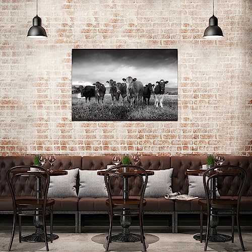 Nachi Wall Cow Canvas Wall Art Black And White Farm Animal Pictures Wall Decor For Living Room Kitchen Modern Giclee Print Artwork Gallery Canvas Wrapped Ready To Hang #TOP3