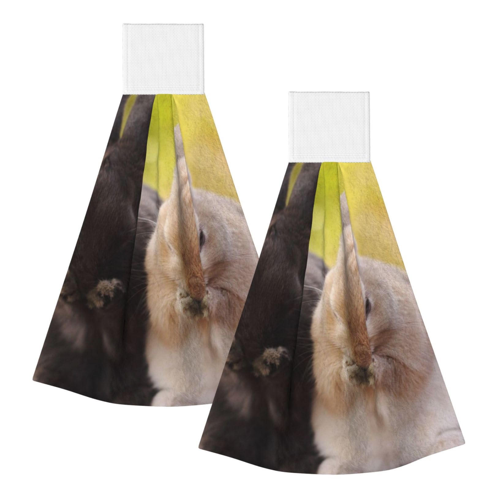 DOPKLNA Rabbit Fluffy, 2 Pcs Hanging Coral Fiber Hand Towels for Bathroom, Absorbent Kitchen Towels