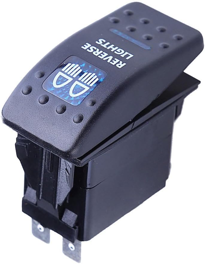 Car Vehicle 12V 20A Blue LED Light Rocker Toggle Switch 5Pin Reverse Light