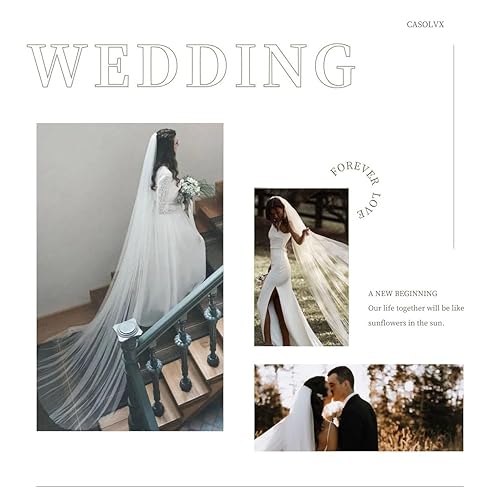 Miniatura 7 de Velo largo de la catedral de la boda velo de novia velo de la catedral blanca velo de novia de la boda para novias y mujeres, Blanco