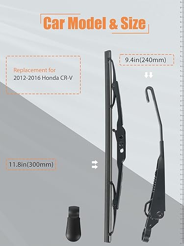 Miniatura 2 de Escobilla de limpiaparabrisas trasero, repuesto 2012-2016 para Honda CRV  Kit de limpiaparabrisas trasero MIKKUPPA  Ventana de limpieza de goma