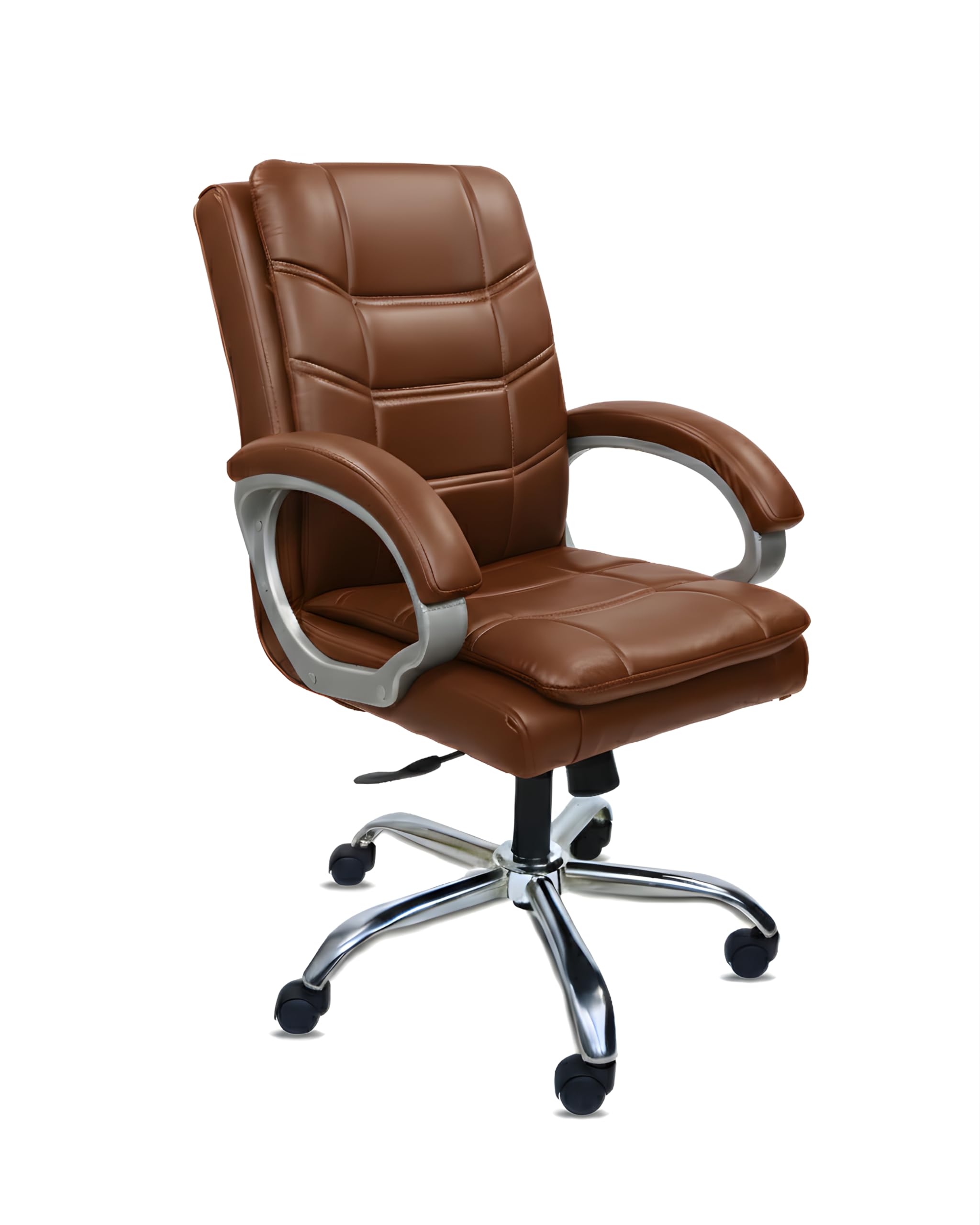 activa Executive Revolving Office Chair | Ergonomic Computer Desk Chair with Cushioned Seat| Heavy Duty Steel Base, Adjustable Height & 360° Swivel Wheel| Study/Home/Offcie Visitor Chair (Star, Tan)