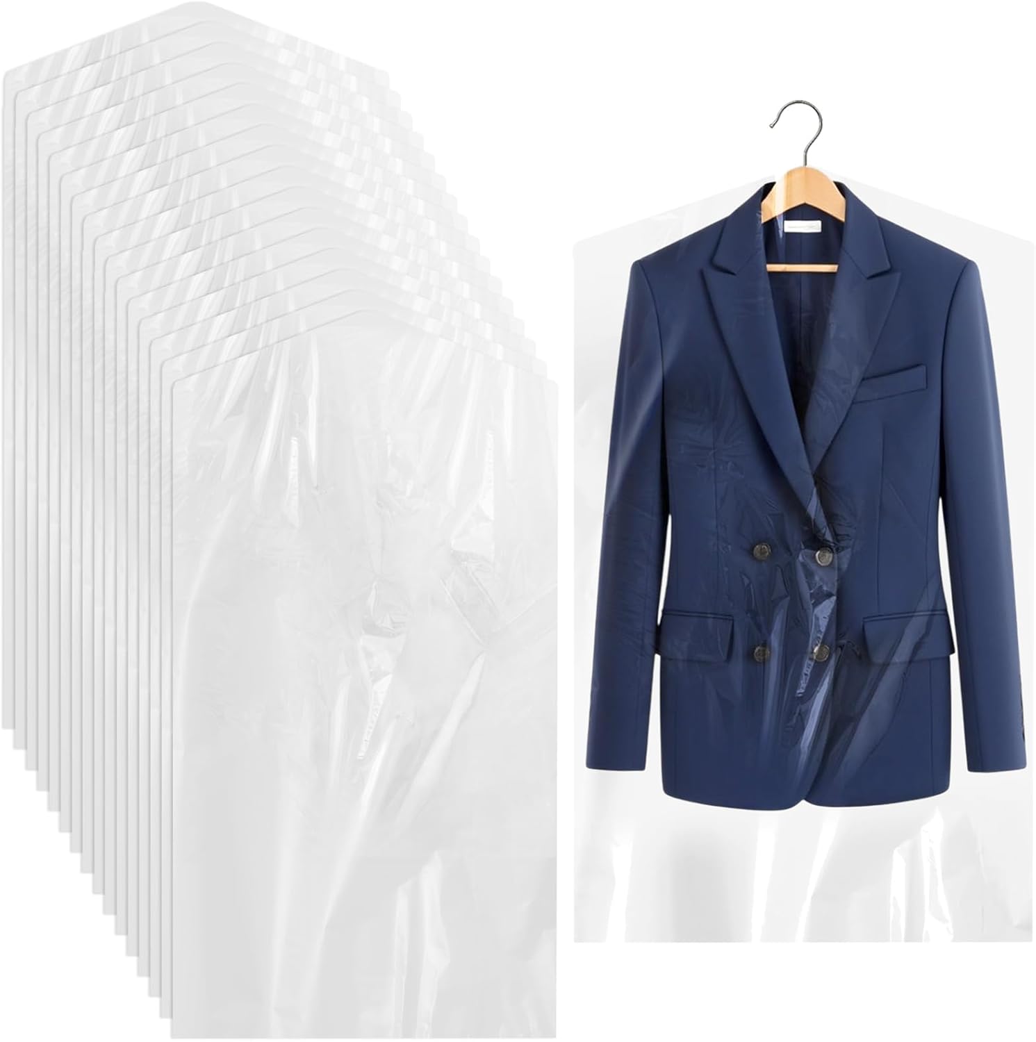 80 Pack Clear Plastic Garment Bags, 35.4 Inch Dry Cleaning Bags for Hanging Clothes, Dry Cleaner Bags Plastic Clear Covers for Home Storage Suit Shirt