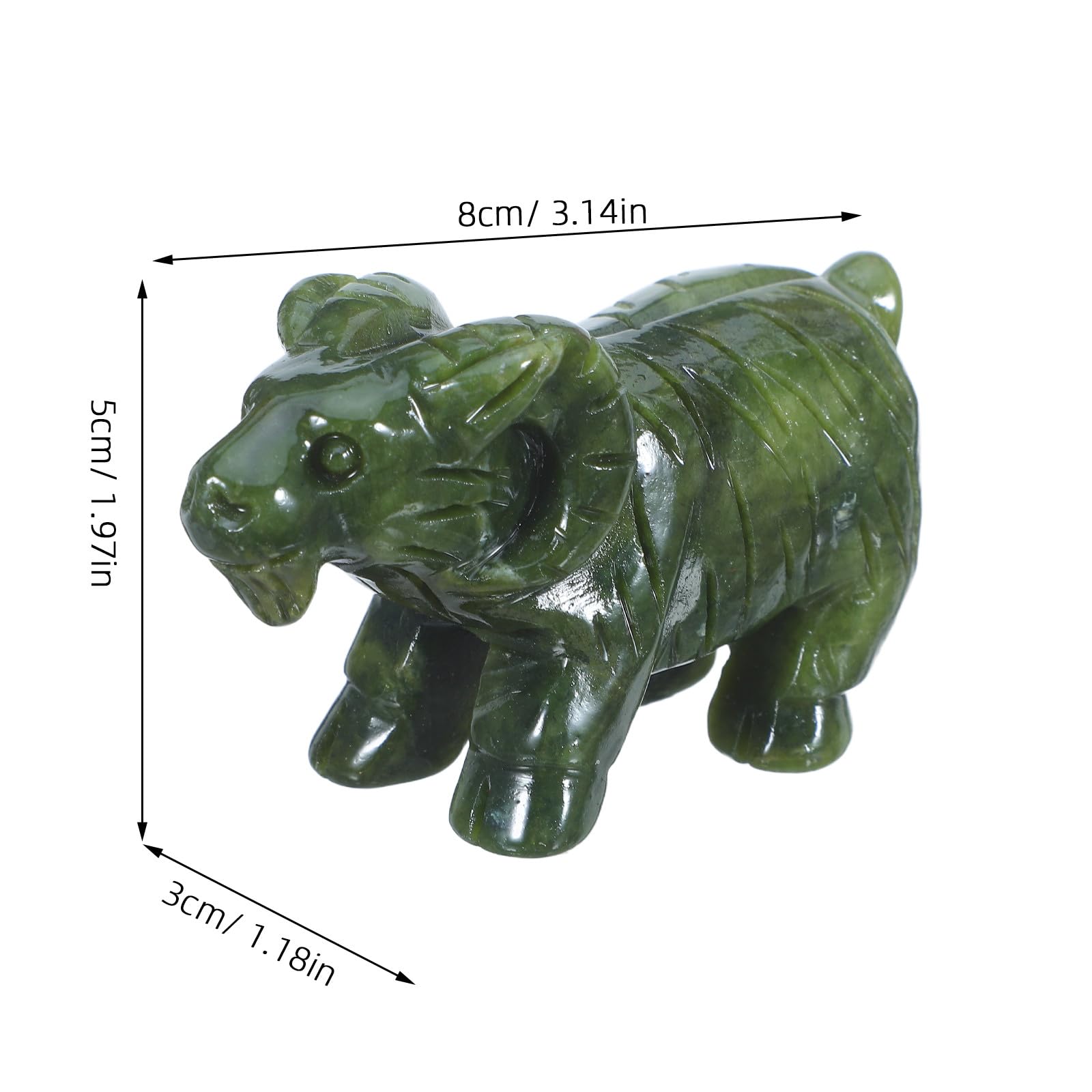 Jadeitowa figurka barana: figurka owcy w stylu Feng Shui – chińska rzeźba zodiaku przynosząca szczęście i sukces – ręcznie wykonana zwierzęcia z jadeitu na półkę biurkową i do wystroju