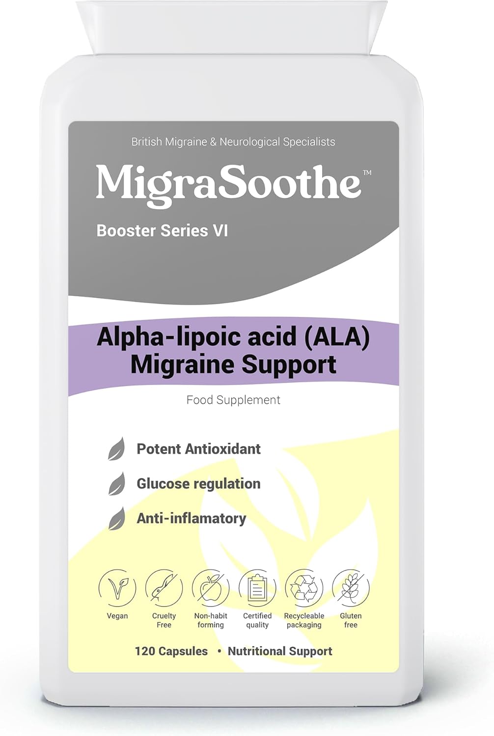 Alpha Lipoic Acid Booster Series VI – High Potency ALA for Migraine Support, Antioxidant & Anti-inflammatory Properties – 120 Vegan Capsules (120 Capsules)