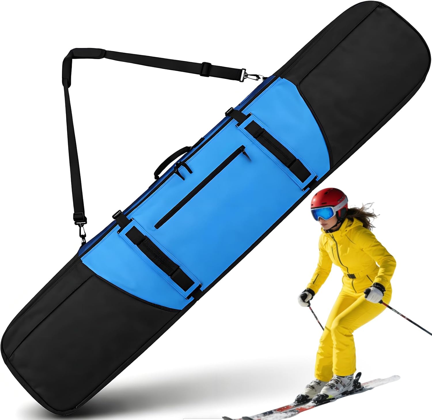 360° Padded Ski and Snowboard Travel Bag, Water-resistant Durable Storage Case for Air Travel and Road Trips