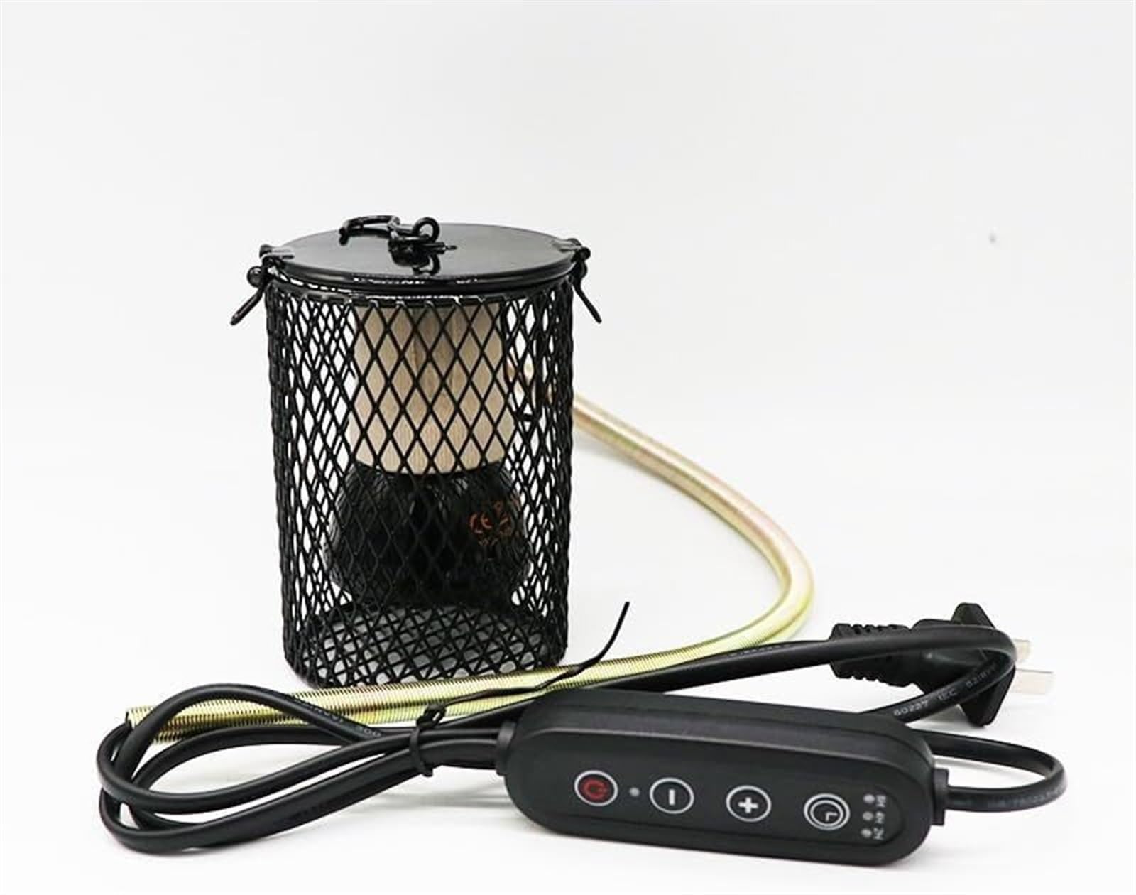 Lámpara de calor de cerámica para perros, calentador de perrera para exteriores con temporizador y gancho antimordeduras, ideal para jaulas y jaulas (100 W)