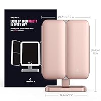 Vista 9 de EASEHOLD Espejo de tocador recargable con luces, 116 LEDs espejo de maquillaje, espejo de maquillaje iluminado de 3 colores, aumento 2X/3X/10X, 5000