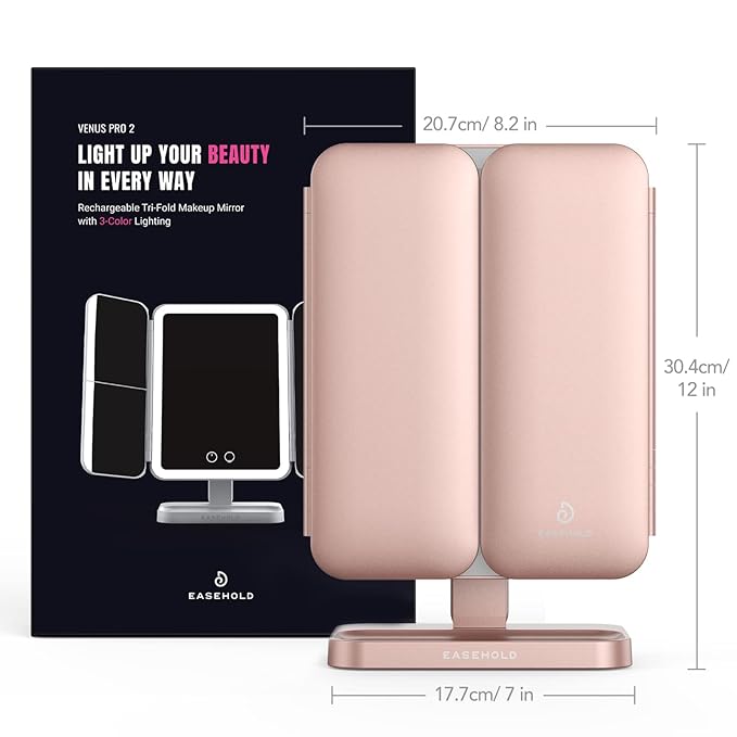 Espejo de Maquillaje LED Recargable EASEHOLD, 3 Lados, 116 Luces, 5000mAh miniatura 9